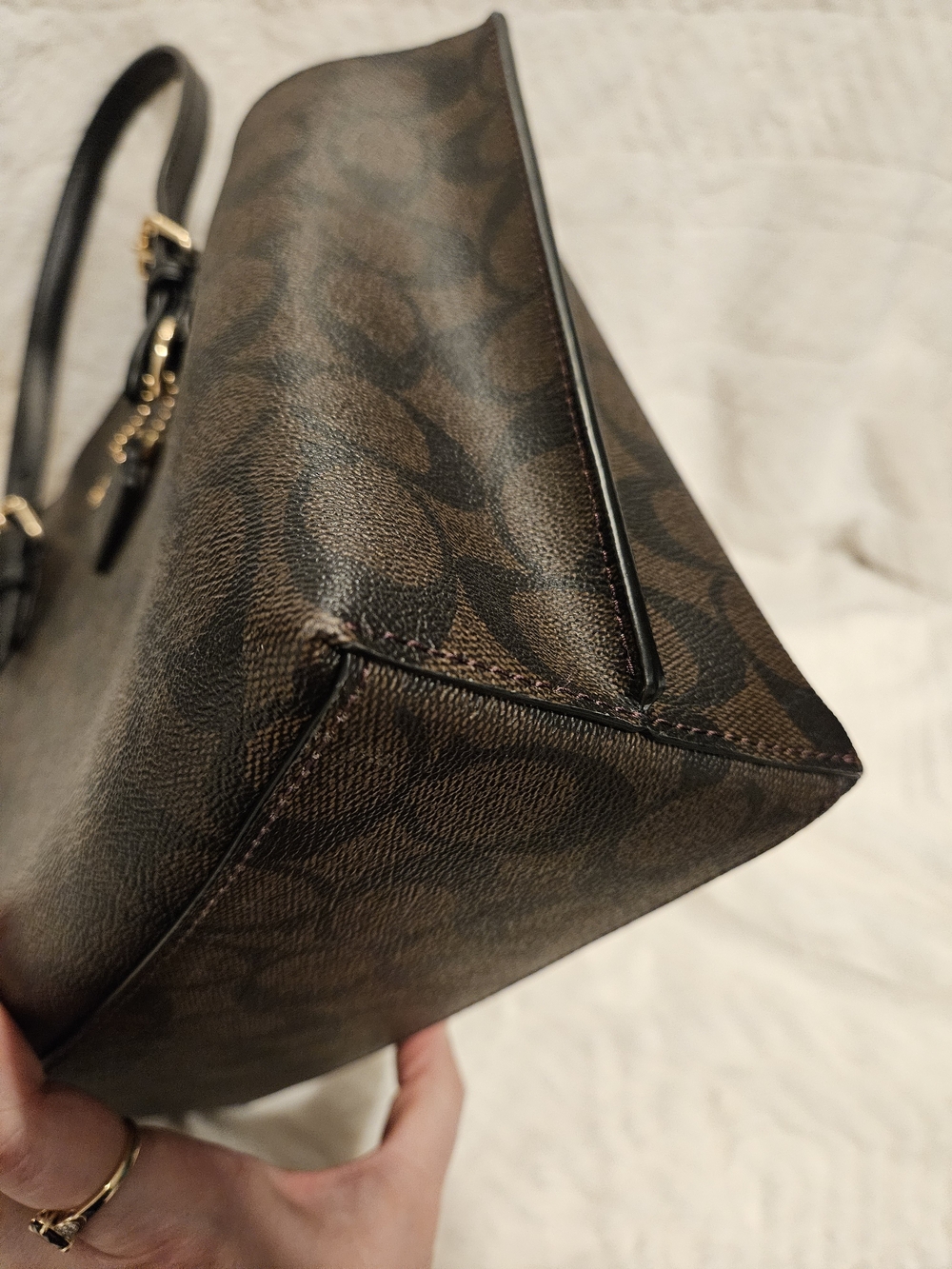 Coach Mollie 25 Tote Bag In Dark Brown Signature Canvas - Picture 4 of 12